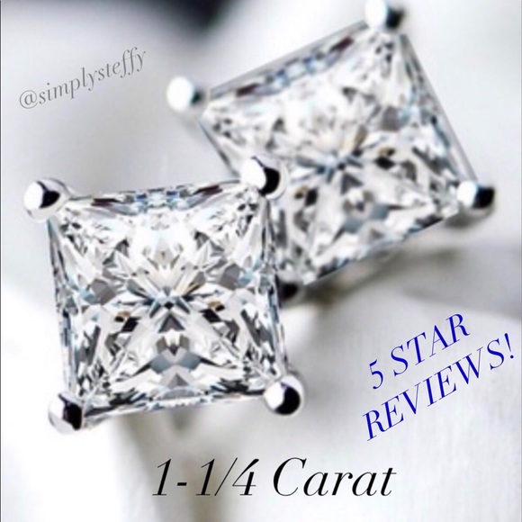 Jewelry - 💕 1-1/4 Ct. SS Princess Cut Earrings